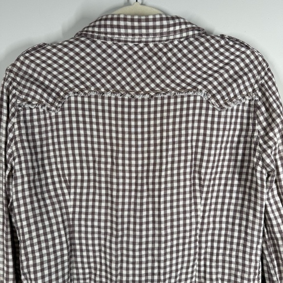 Miss Me Flannel Brown and White Plaid Button Down Shirt - Picture 7 of 8